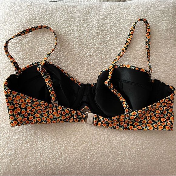 Onia x WeWoreWhat Sunflower Ditsy Print Ace Bikini Top - Picture 4 of 7